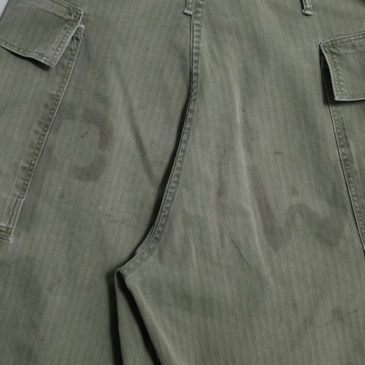 WWII U.S.ARMY M-43 HBT TROUSERS WITH "PW STENCIL" (W32L29/GOOD USED CONDITION)