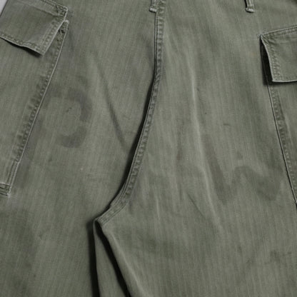 WWII U.S.ARMY M-43 HBT TROUSERS WITH "PW STENCIL" (W32L29/GOOD USED CONDITION)