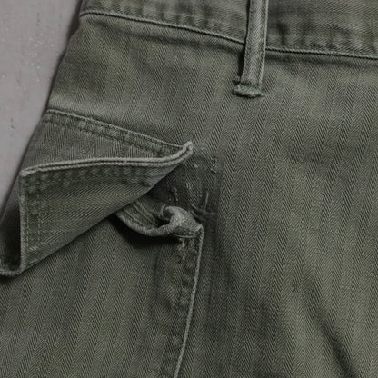 WWII U.S.ARMY M-43 HBT TROUSERS WITH "PW STENCIL" (W32L29/GOOD USED CONDITION)