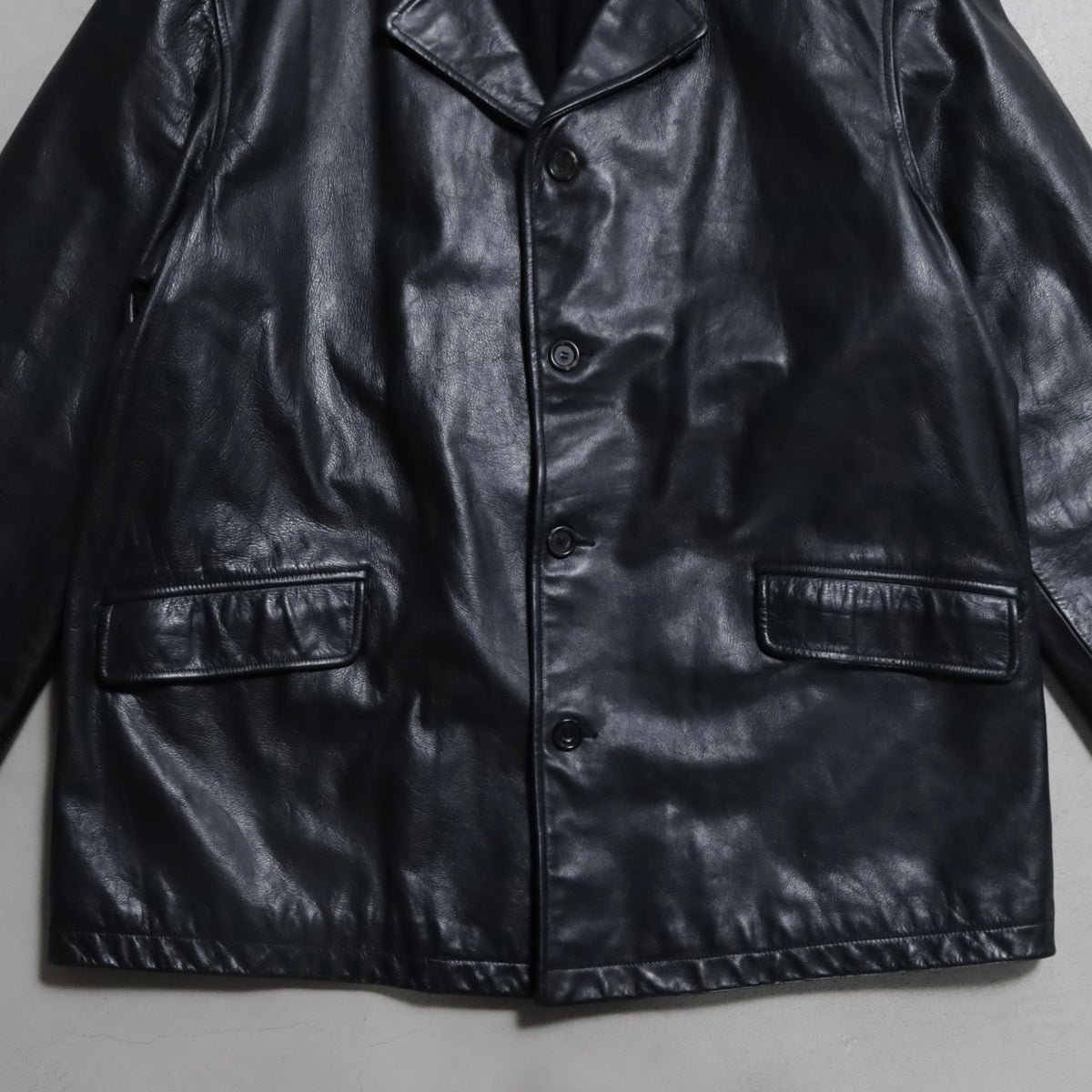 POLO BY RALPH LAUREN BLACK LEATHER CAR COAT (XLARGE/GOOD CONDITION)