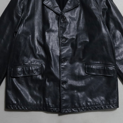 POLO BY RALPH LAUREN BLACK LEATHER CAR COAT (XLARGE/GOOD CONDITION)