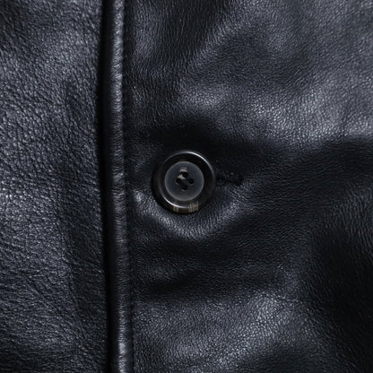 POLO BY RALPH LAUREN BLACK LEATHER CAR COAT (XLARGE/GOOD CONDITION)