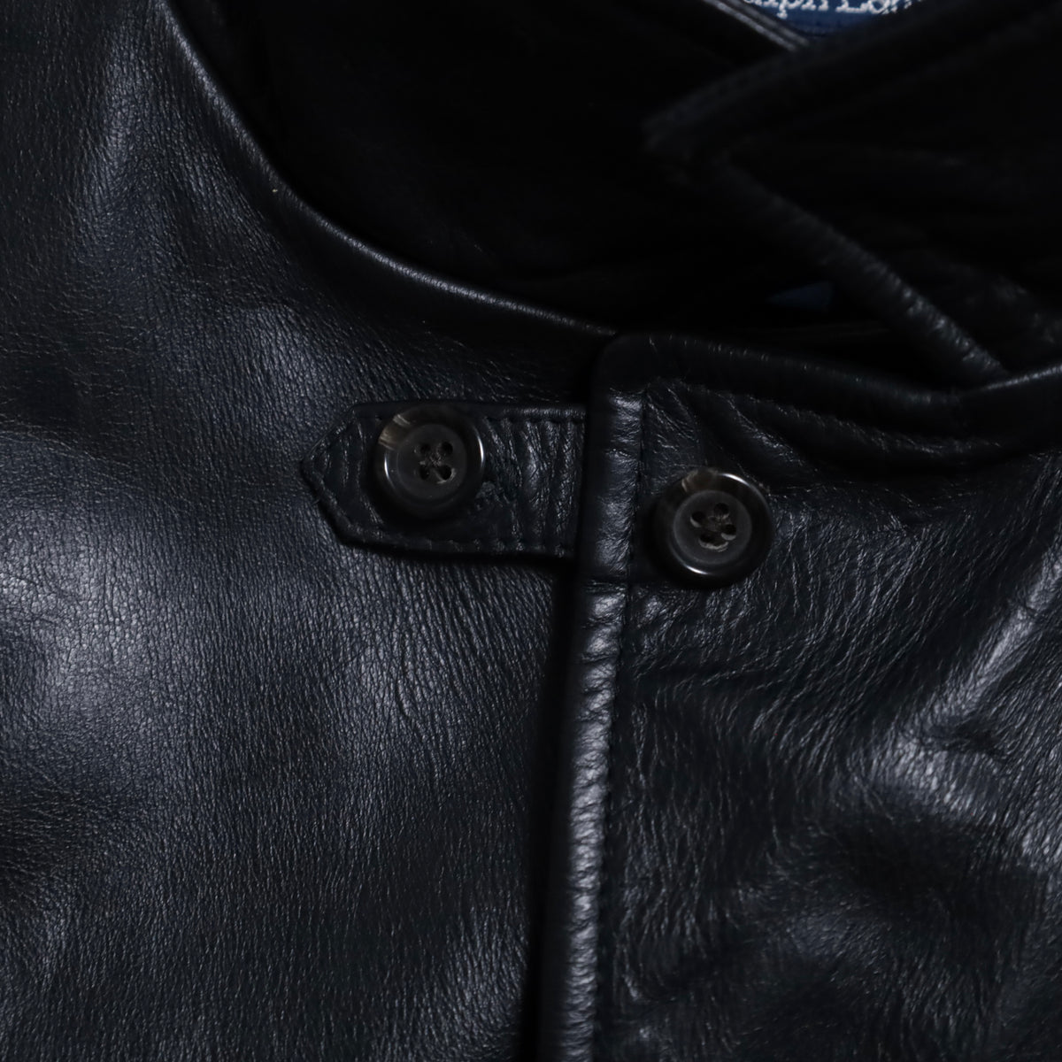 POLO BY RALPH LAUREN BLACK LEATHER CAR COAT (XLARGE/GOOD CONDITION)