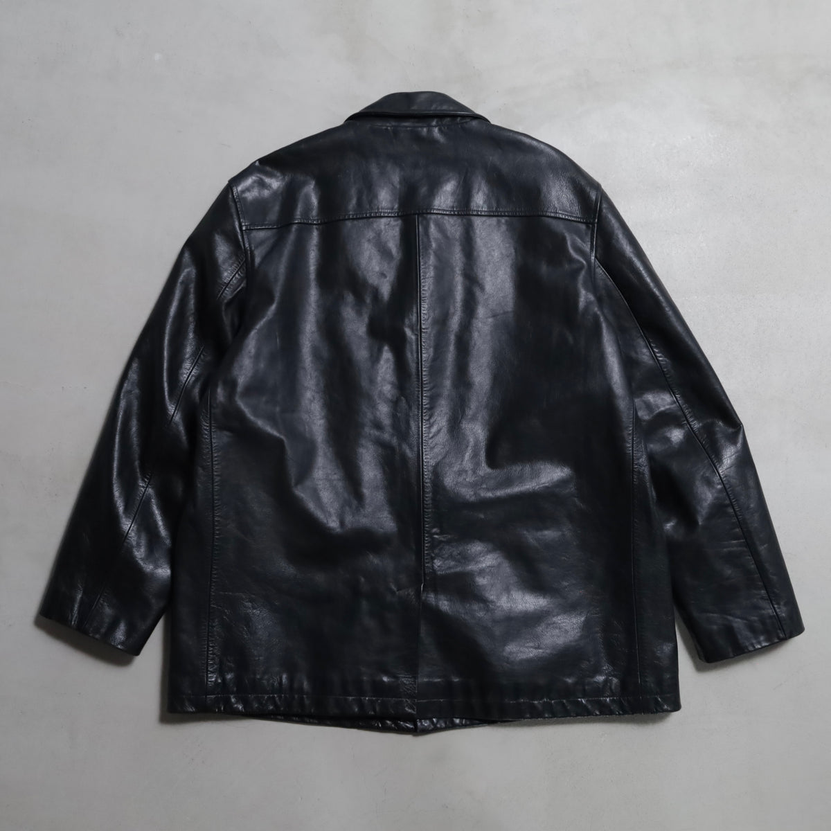 POLO BY RALPH LAUREN BLACK LEATHER CAR COAT (XLARGE/GOOD CONDITION)