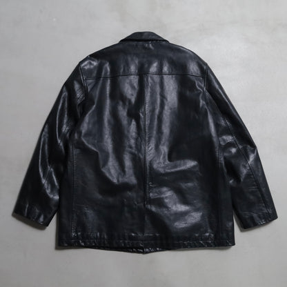 POLO BY RALPH LAUREN BLACK LEATHER CAR COAT (XLARGE/GOOD CONDITION)