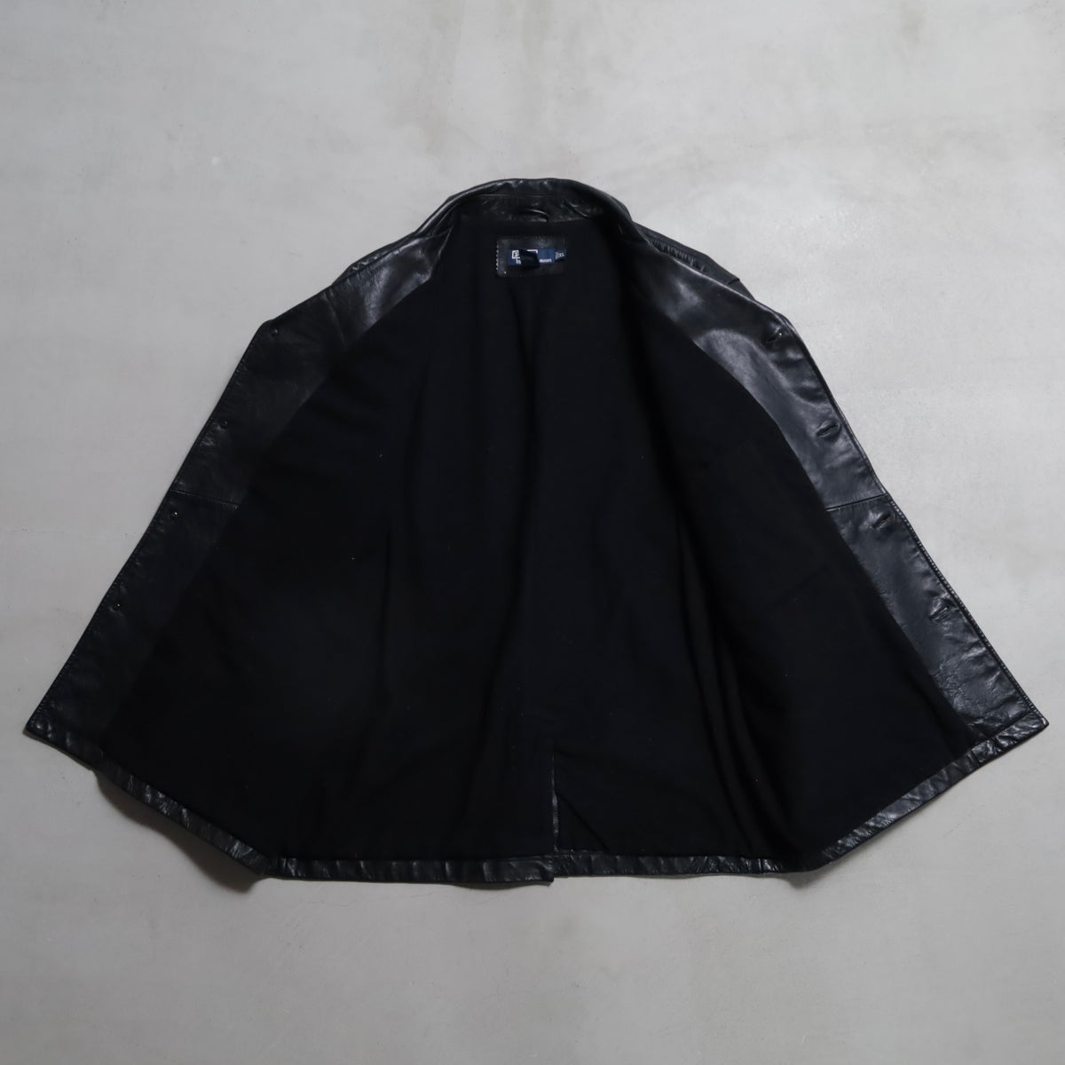 POLO BY RALPH LAUREN BLACK LEATHER CAR COAT (XLARGE/GOOD CONDITION)