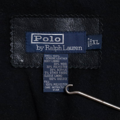 POLO BY RALPH LAUREN BLACK LEATHER CAR COAT (XLARGE/GOOD CONDITION)