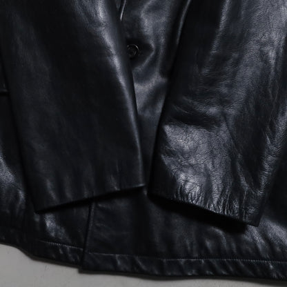 POLO BY RALPH LAUREN BLACK LEATHER CAR COAT (XLARGE/GOOD CONDITION)