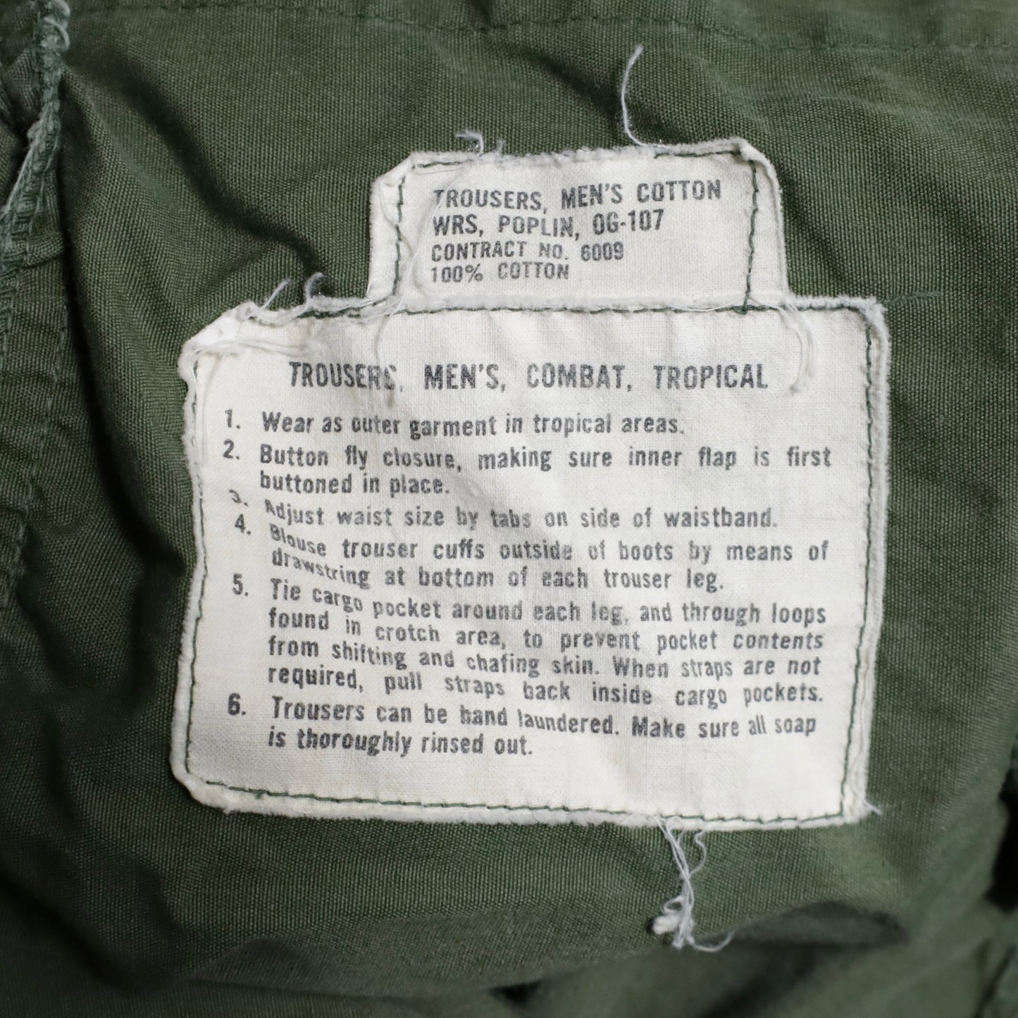 U.S.ARMY JUNGLE FATIGUE PANTS 2ND TYPE (MEDIUM-REGULAR/GOOD USED CONDITION)