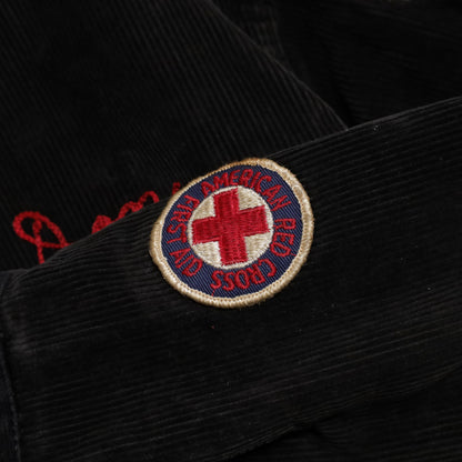 BLACK CORDUROY FIRE DEPARTMENT PATCH JACKET (BIG SIZE/GOOD CONDITION)