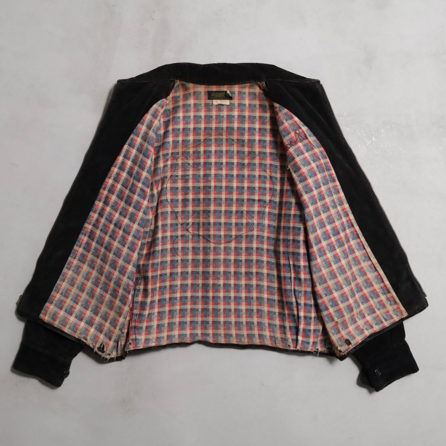 BLACK CORDUROY FIRE DEPARTMENT PATCH JACKET (BIG SIZE/GOOD CONDITION)