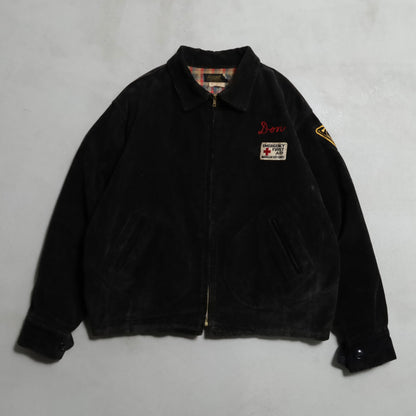 BLACK CORDUROY FIRE DEPARTMENT PATCH JACKET (BIG SIZE/GOOD CONDITION)