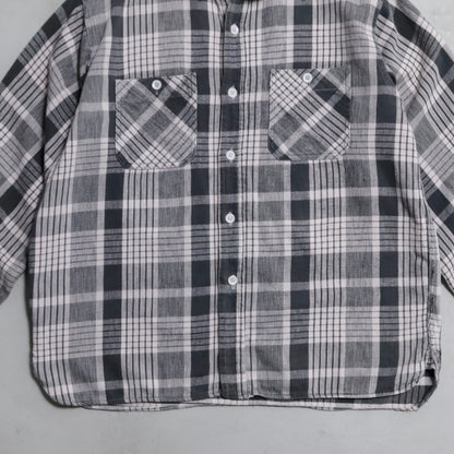 WINTER KING BLACK×WHITE PLAID COTTON FLANNEL SHIRT (GOOD USED CONDITION/BIG SIZE)