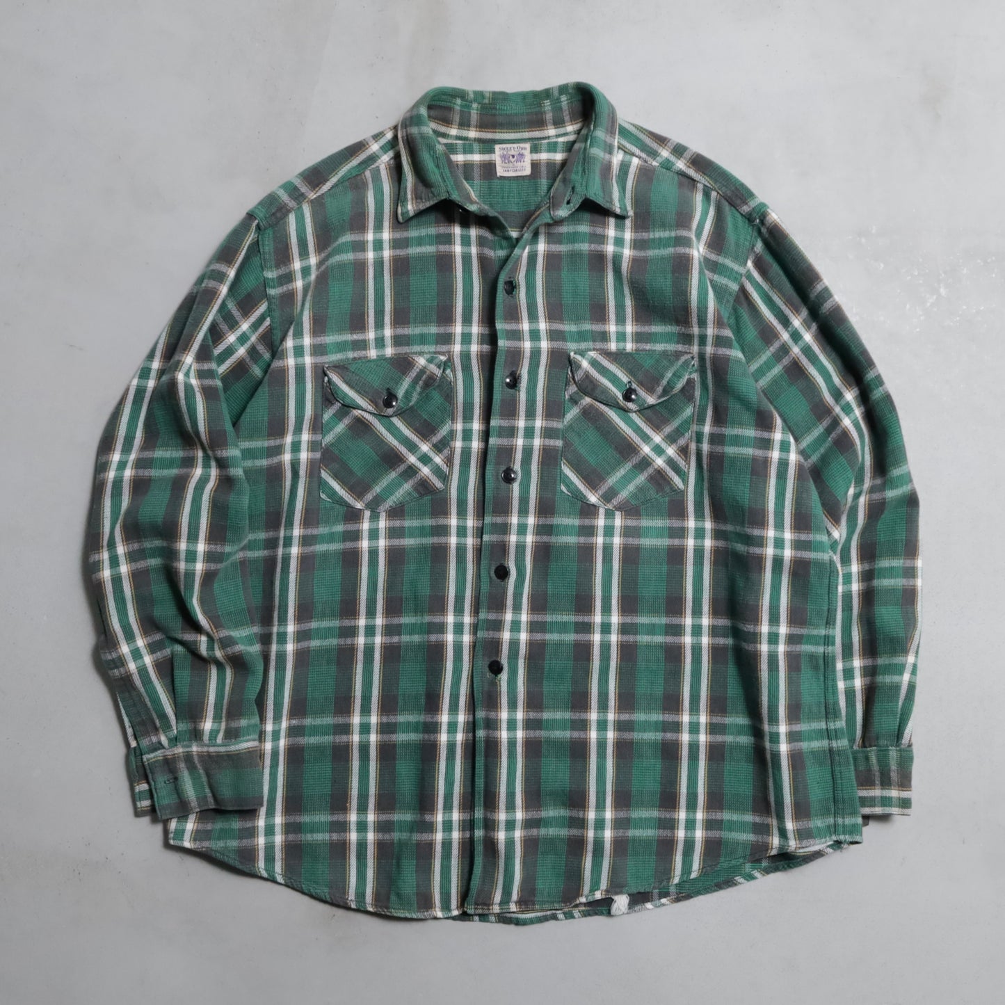 SWEET-ORR PLAID COTTON FLANNEL SHIRT (BIG SIZE/GOOD COLOR/GOOD CONDITION)