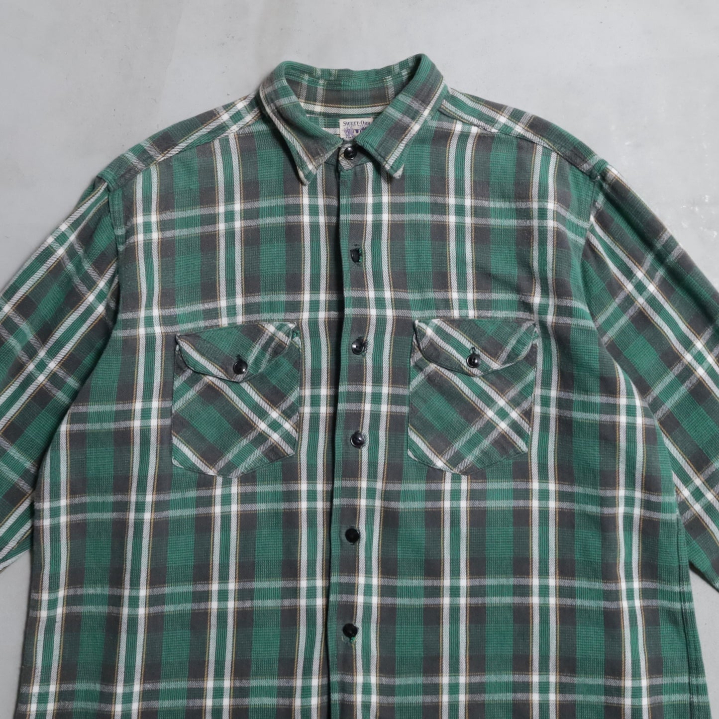 SWEET-ORR PLAID COTTON FLANNEL SHIRT (BIG SIZE/GOOD COLOR/GOOD CONDITION)