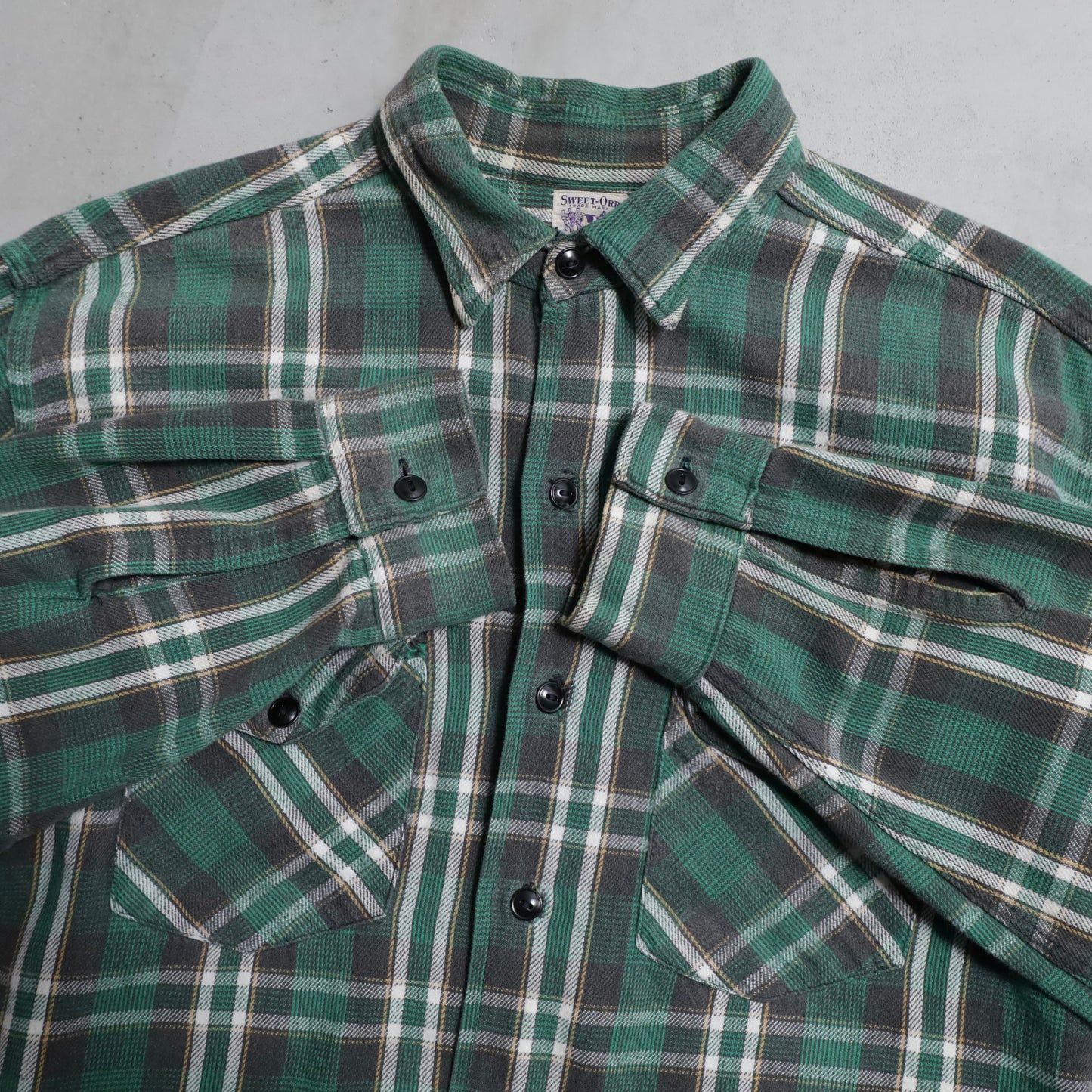 SWEET-ORR PLAID COTTON FLANNEL SHIRT (BIG SIZE/GOOD COLOR/GOOD CONDITION)