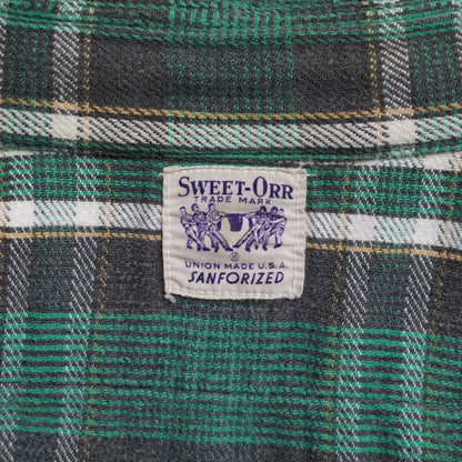 SWEET-ORR PLAID COTTON FLANNEL SHIRT (BIG SIZE/GOOD COLOR/GOOD CONDITION)