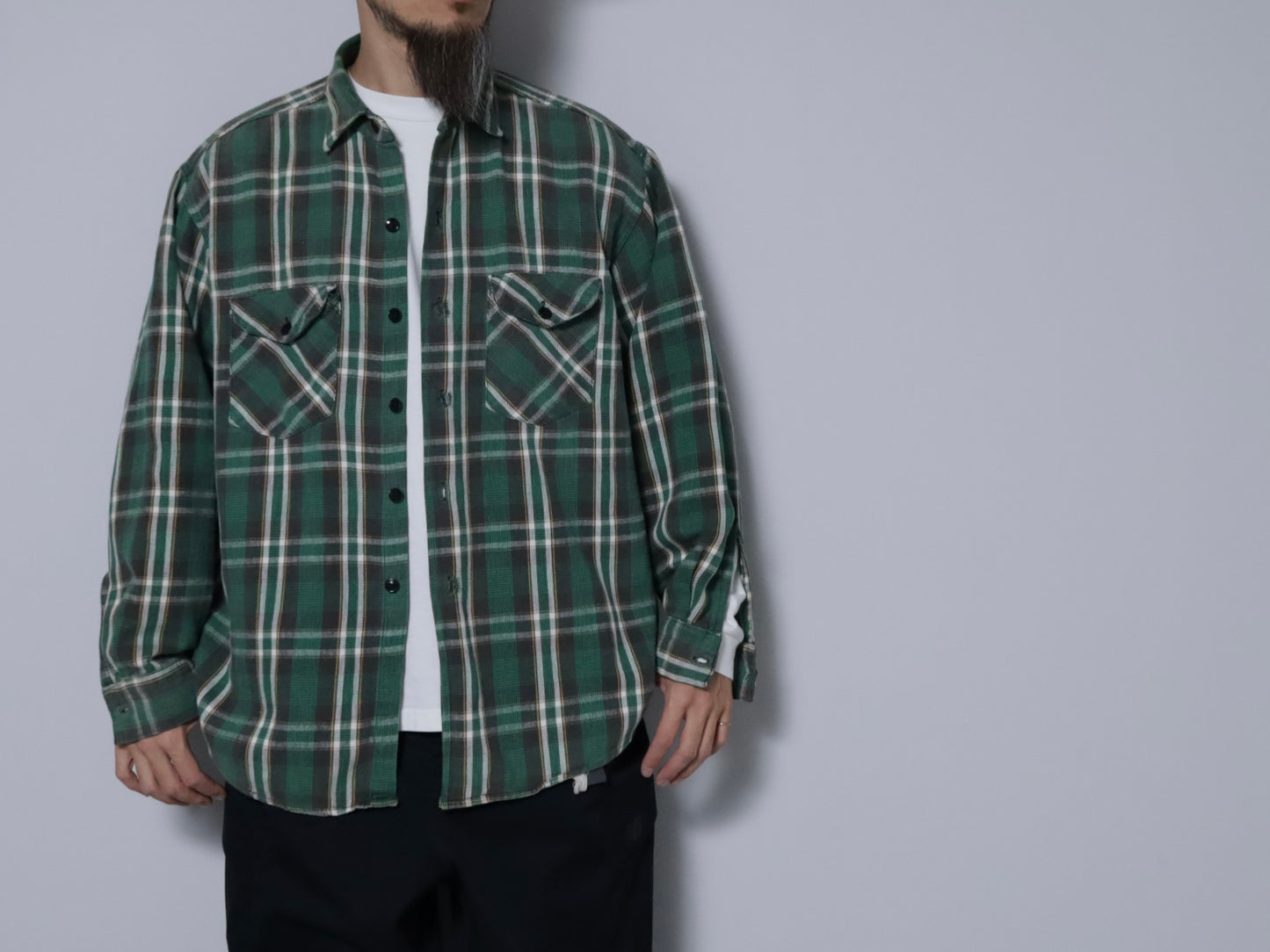 SWEET-ORR PLAID COTTON FLANNEL SHIRT (BIG SIZE/GOOD COLOR/GOOD CONDITION)