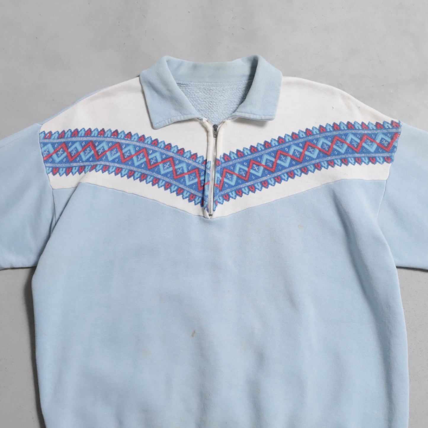 SNOW PATTERN HALF-ZIP SWEAT SHIRT (BIG SIZE/GOOD USED CONDITION)