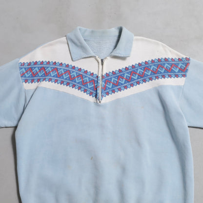 SNOW PATTERN HALF-ZIP SWEAT SHIRT (BIG SIZE/GOOD USED CONDITION)