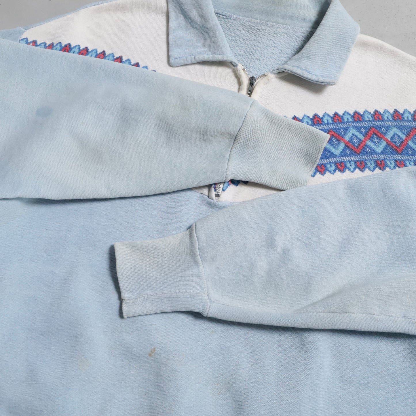 SNOW PATTERN HALF-ZIP SWEAT SHIRT (BIG SIZE/GOOD USED CONDITION)