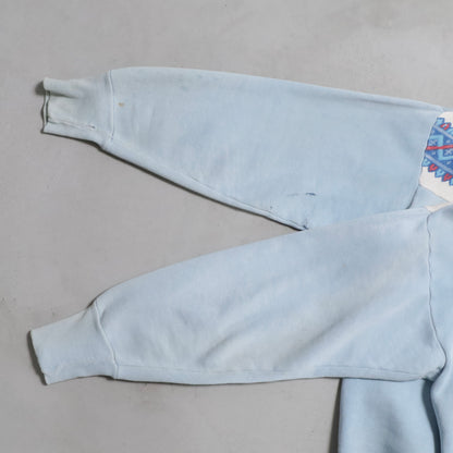 SNOW PATTERN HALF-ZIP SWEAT SHIRT (BIG SIZE/GOOD USED CONDITION)
