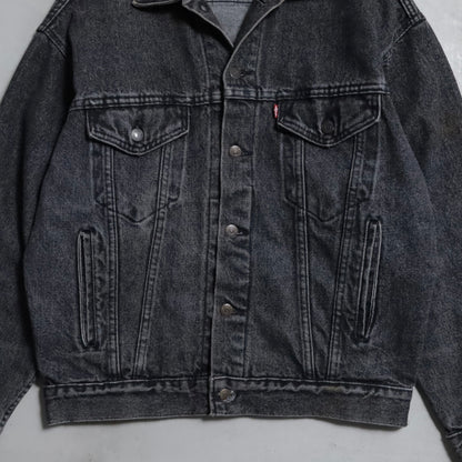 LEVI'S 70507-4858 YARN-DYED BLACK DENIM JACKET (SMALL/GOOD CONDITION)