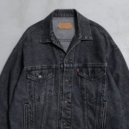LEVI'S 70507-4858 YARN-DYED BLACK DENIM JACKET (SMALL/GOOD CONDITION)