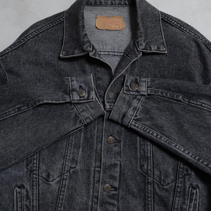 LEVI'S 70507-4858 YARN-DYED BLACK DENIM JACKET (SMALL/GOOD CONDITION)