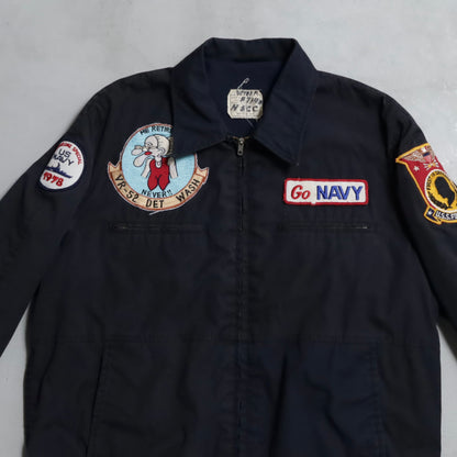 U.S.NAVY DARK BLUE UTILITY JACKET WITH PATCH (SIZE 44S/GOOD CONDITION)