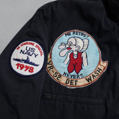 U.S.NAVY DARK BLUE UTILITY JACKET WITH PATCH (SIZE 44S/GOOD CONDITION)