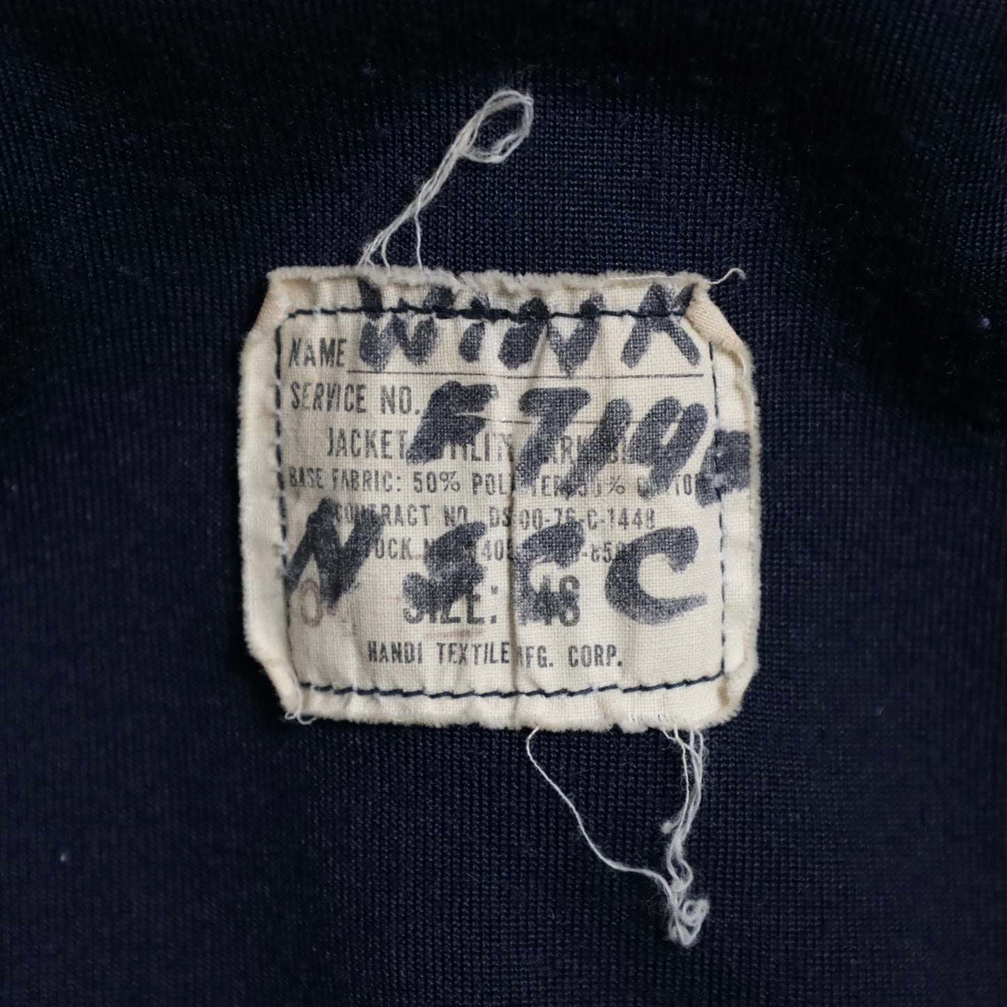 U.S.NAVY DARK BLUE UTILITY JACKET WITH PATCH (SIZE 44S/GOOD CONDITION)