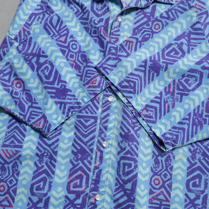 QUIKSILVER ALL-OVER PATTERN S/S SHIRT (LARGE/GOOD CONDITION)