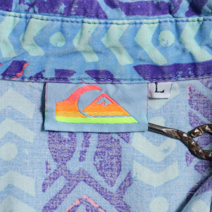 QUIKSILVER ALL-OVER PATTERN S/S SHIRT (LARGE/GOOD CONDITION)