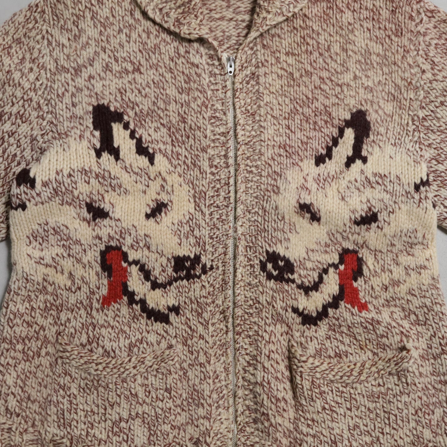 WOLF PATTERN COWICHAN SWEATER (MIX COLOR/BIG SIZE/GOOD CONDITION)