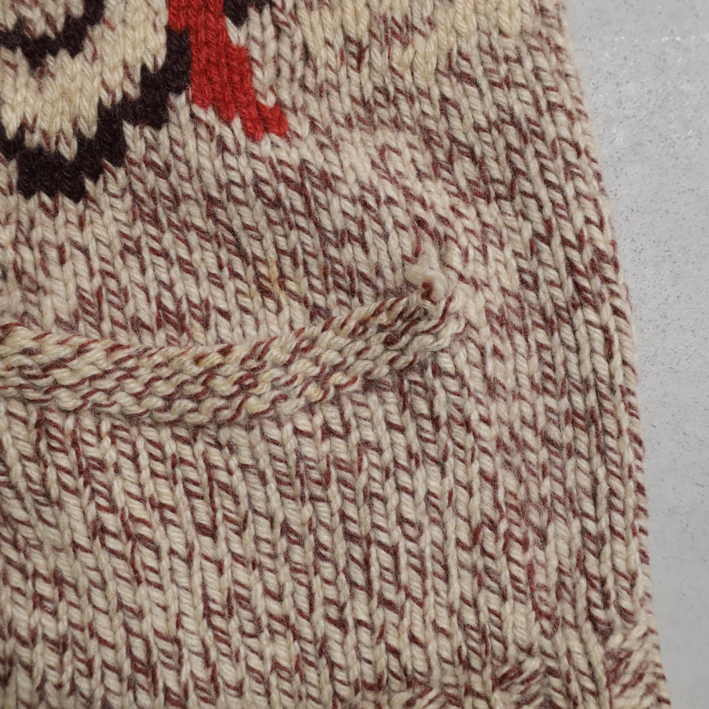 WOLF PATTERN COWICHAN SWEATER (MIX COLOR/BIG SIZE/GOOD CONDITION)