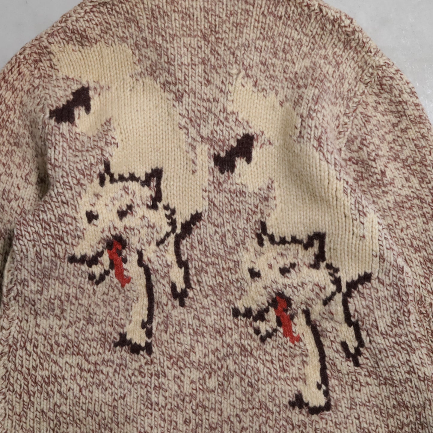 WOLF PATTERN COWICHAN SWEATER (MIX COLOR/BIG SIZE/GOOD CONDITION)