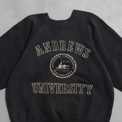 ANDREWS UNIVERSITY FLOCKY SWEAT SHIRT (BLACK/BIG SIZE/GOOD CONDITION)