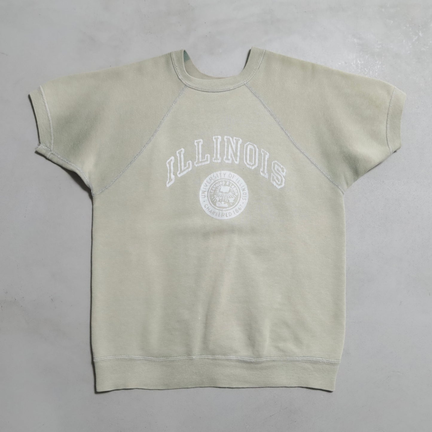 OLD "ILLINOIS" S/S SWEAT SHIRT (SUPER SUN FADE/GOOD CONDITION)