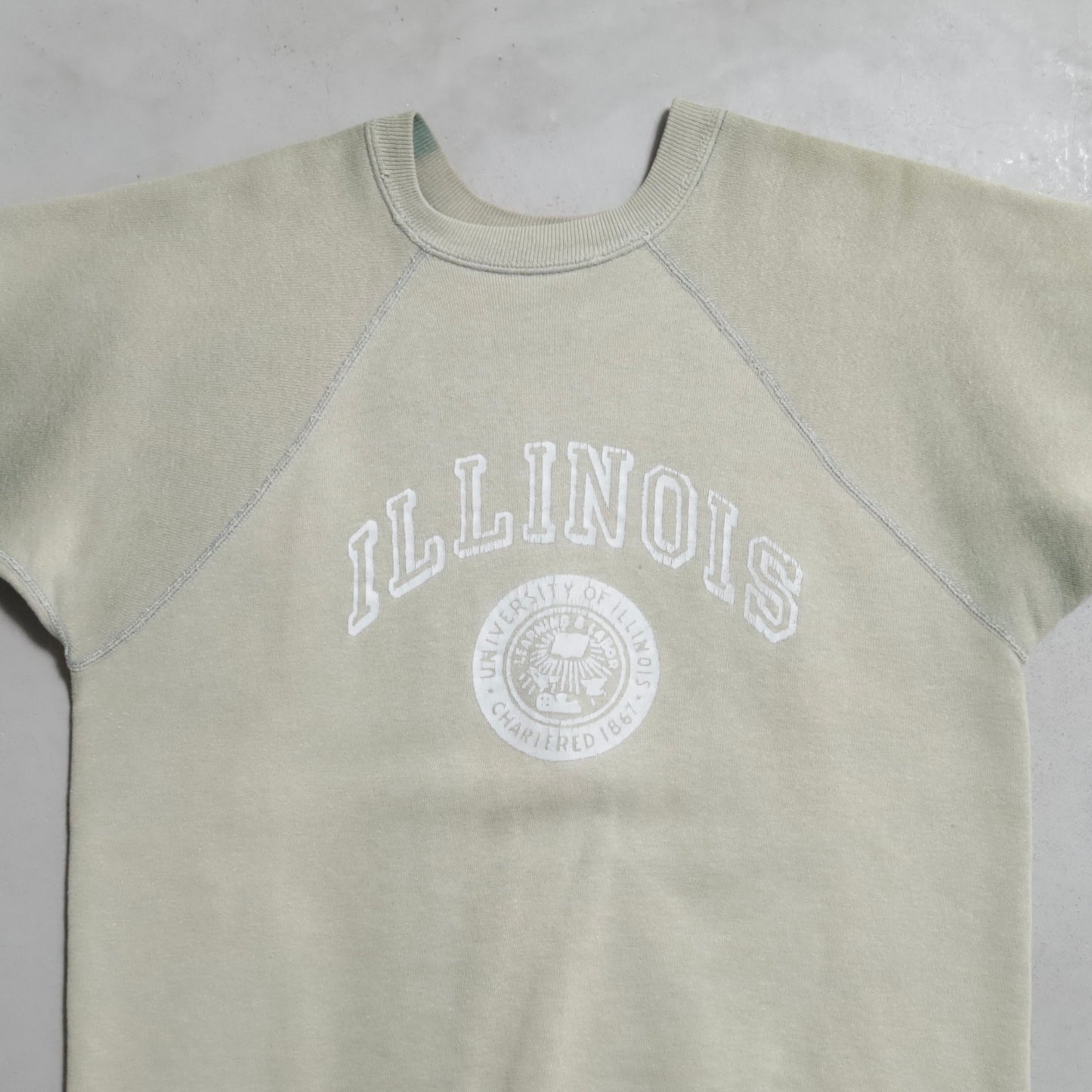 OLD "ILLINOIS" S/S SWEAT SHIRT (SUPER SUN FADE/GOOD CONDITION)