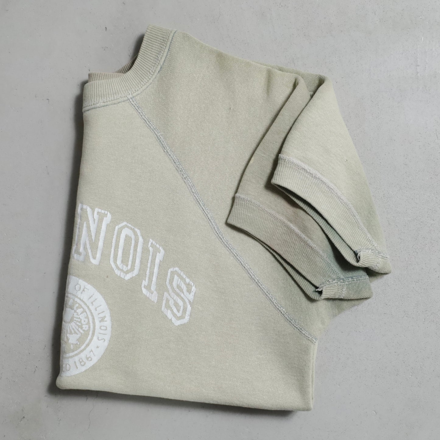 OLD "ILLINOIS" S/S SWEAT SHIRT (SUPER SUN FADE/GOOD CONDITION)