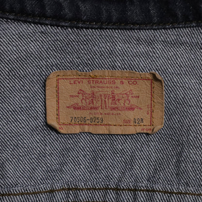 LEVI'S 70506-0259 BLACK DENIM JACKET (SIZE 42R/GOOD CONDITION)