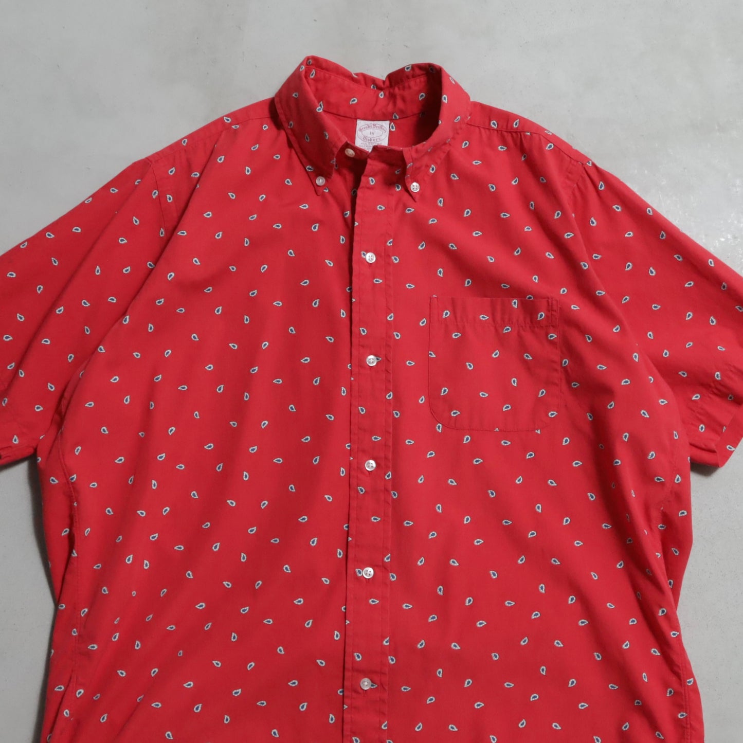 BROOKS BROTHERS PAISLEY PATTERN B.D. SHIRT (6BUTTON/MAKERS/SIZE 16/GOOD CONDITION)