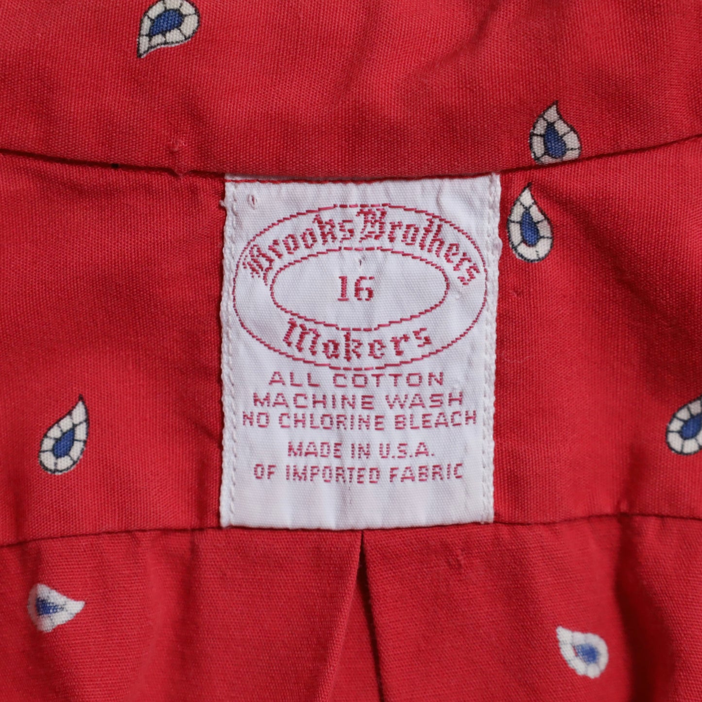 BROOKS BROTHERS PAISLEY PATTERN B.D. SHIRT (6BUTTON/MAKERS/SIZE 16/GOOD CONDITION)