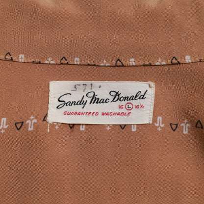 SANDY MAC DONALD ATOMIC PATTERN RAYON SHIRT (LARGE/GOOD CONDITION)
