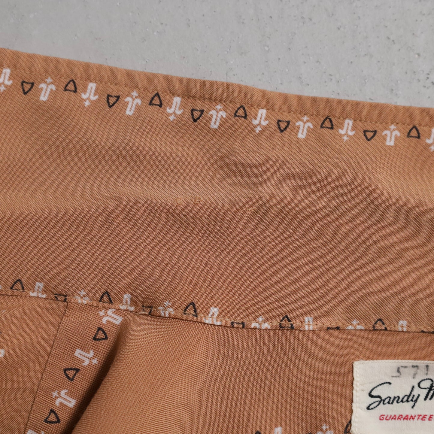 SANDY MAC DONALD ATOMIC PATTERN RAYON SHIRT (LARGE/GOOD CONDITION)