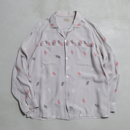 CAVALIER CASUALS ATOMIC PATTERN RAYON SHIRT (LARGE/GOOD CONDITION)