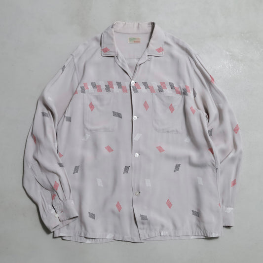CAVALIER CASUALS ATOMIC PATTERN RAYON SHIRT (LARGE/GOOD CONDITION)