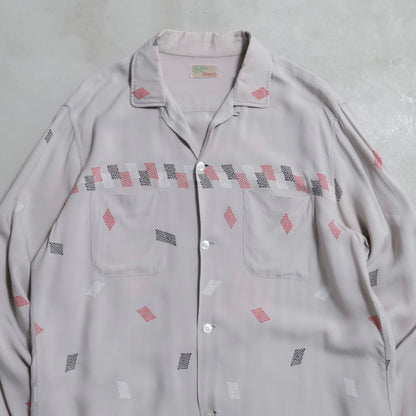 CAVALIER CASUALS ATOMIC PATTERN RAYON SHIRT (LARGE/GOOD CONDITION)