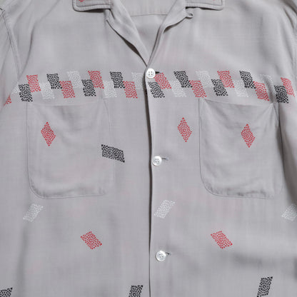 CAVALIER CASUALS ATOMIC PATTERN RAYON SHIRT (LARGE/GOOD CONDITION)